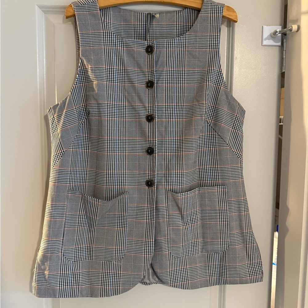 Anthropologie Plaid Button-Down Vest